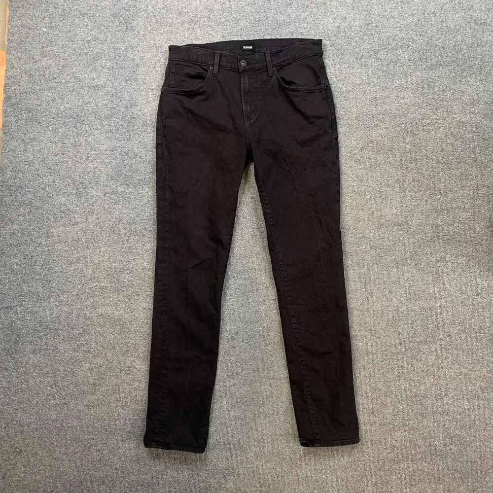 Hudson Jeans Mens 34 Black Blake Slim Straight Stretch Denim Pocket Mid Rise